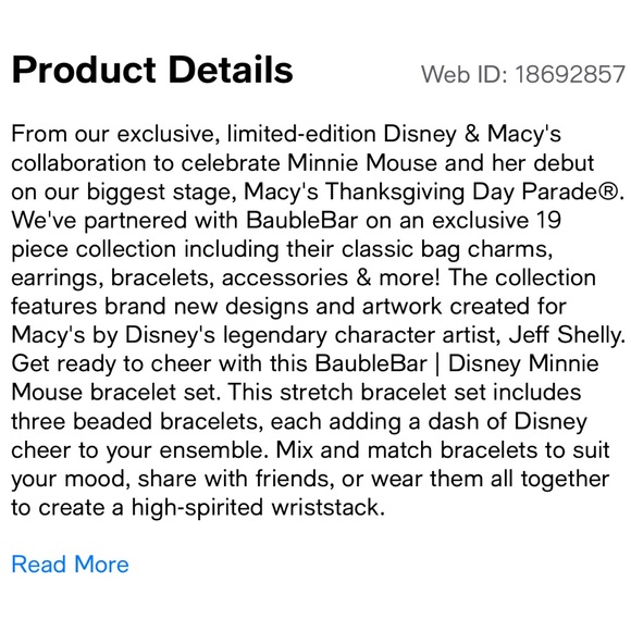 Disney Baublebar Minnie Mouse set of 3 Beaded Stretch Bracelets - NEW and cute - Picture 3 of 5